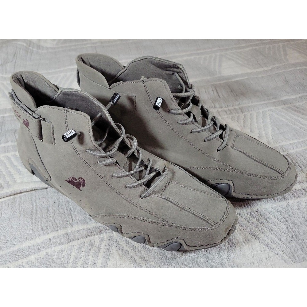 LDECK Gray Suede High Top Sneakers EU 41 Lace Up Hook Loop Casual Comfort Shoes